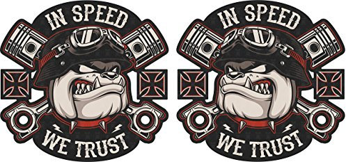 cut-it folientechnik & design MG313 / 2X Aufkleber Bulldog je 6,3x6,5cm Speed we Trust Racing Old School Sticker Chopper Bobber Scrambler V2 Biker