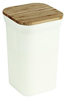 Jocca Faser Container für die Lagerung mit Holz Deckel Dekoration 11,6 x 11,6 x 18,5 cm, Bambus, Beige, 11,6 x 11,6 x 19 cm