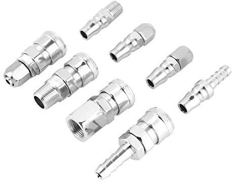Hilitand Conectores neumáticos de 8 Piezas Conexión rápida Enchufe de aleación de Zinc Enchufe de 1/4Accesorios para Manguera de compresor de Aire