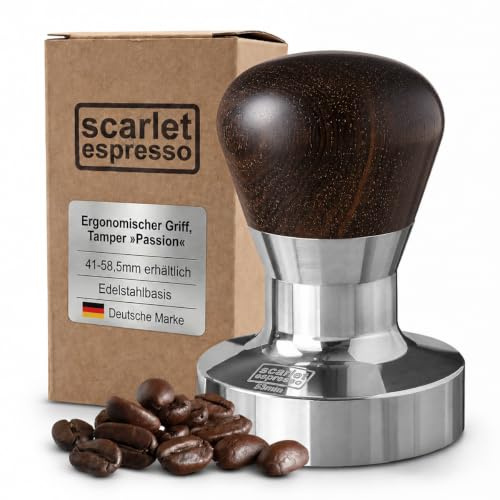 scarlet espresso | Tamper »Passion« für Barista; mit ergonomischem PVC- oder Edelholzgriff nach Wahl und Präzisions-Edelstahlbasis (53 mm)