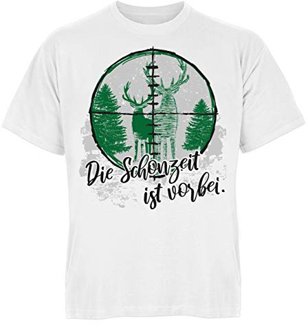 Jäger Motiv T-Shirt, Jagd-Bekleidung, Geschenk-Shirt Jagdsport : Die Schonzeit ist vorbei - Fun-Shirt Spruch, Motiv jagen
