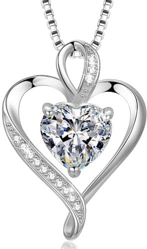 LAVUMO Herzkette 925 Silber Rosegold Gold Damen Halskette - Herz änhänger Silber Kette Damen Schmuck Geschenk für Frau Frauen MaMa Freundin an Geburtstags Weihnachten Valentinstag Hypoallergen Ketten