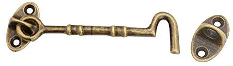 Cabin Door Hook Eye Catch Latch,Antique Style Window Fixing Brass Shed Gate Catch Lock Hook for Door Gate Wind Brace