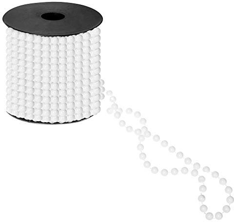 SPRINGOS Weihnachtsschmuck Perlenband 10 m Perlengirlande Perlenkette Kunstperlen Ø 8 mm Weihnachtsgirlande (Weiß)