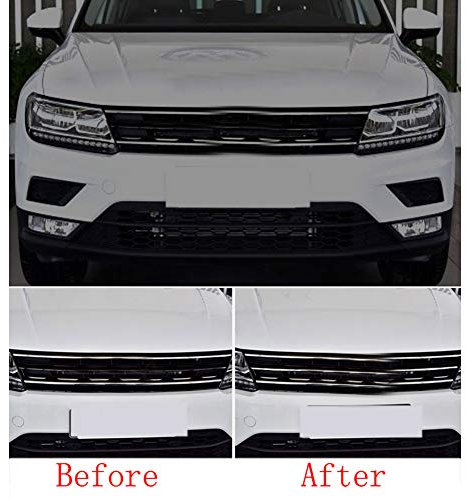 BNHHB ABS Chrom Kühlergrill Grill Leisten Blenden für Volks Wagen VW Tiguan 2017 MK2, Auto Grille Zubehör