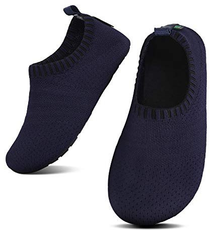 SAGUARO Kinder Hausschuhe Jungen Pantoffeln Mädchen Slippers rutschfest Yoga Kleinkinder Schuhe Unisex-Baby Indoor Weich Walkingschuhe Hüttenschuhe Dunkelblau 32/33 EU