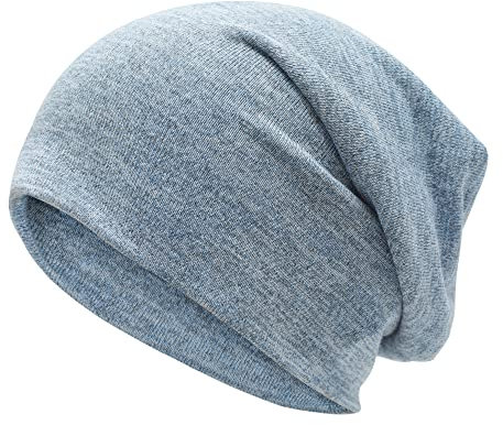 ZLYC Weiche Slouchy Beanie-Mütze für Damen und Herren, modisch, dünn, gestrickt, Stretch, Totenkopfkappe, Farbe: Blau, Einheitsgröße