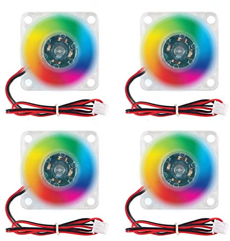 Shutao 4Pcs 3010 Fan 30mm RGB LED DC 12V Cooling Fan for Small PC Case, Router, Raspberry Pi, TV Box, VR Glasses (4 x 30mm x 10mm, 2PIN)