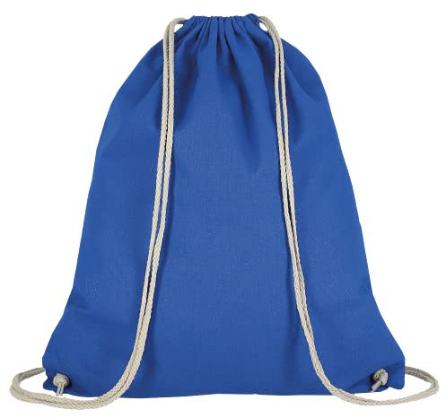 TEXXILLA 10er Pack Turnbeutel - Oeko-TEX 100 Zertifiziert | mit robusten Zugbändern | 38x46cm | Jutebeutel | Einkaufstasche | unbedruckt, Farbe:Royalblau, Größe:10 Stück