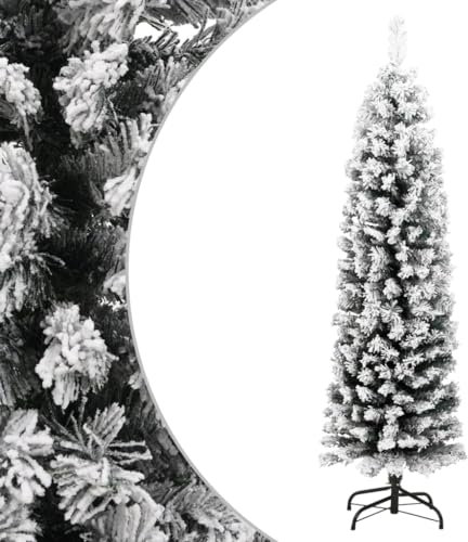 vidaXL Schlanker Künstlicher Weihnachtsbaum Beschneit Grün 120 cm PVC