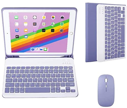 YEEHi Color Keyboard Case Mouse for iPad Mini 7th Gen (A17 Pro)/ iPad Mini 6th Generation Case with Cute Magnetic Detachable Bluetooth Keyboard Cover (Purple)