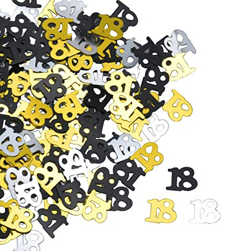 Konfetti Tischdeko 18 Geburtstag Mädchen Junge Schwarz Gold, Streudeko 18. Geburtstag Junge Deko, Tischdeko 18. Geburtstagn, Confetti Streudeko 18. Geburtstage Mädchen, Konfetti 18 Geburtstage Gold