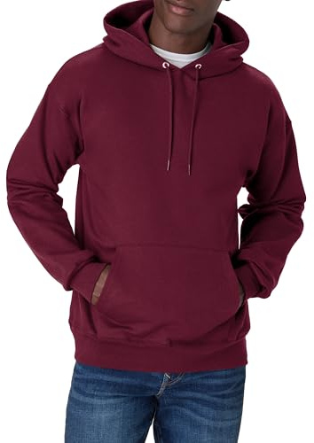 Hanes Ultimate, Heavyweight Fleece Hoodie, Cotton Sweatshirt for Men, Maroon, Large