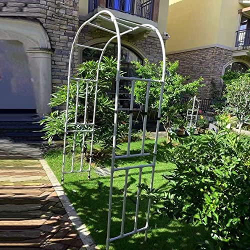 CNPRAZ 120-320cm Breite Rosenbogen Rankgitter Gartenbogen für Kletterpflanzen Rankhilfe Rosen Torbogen Rostfrei Rosenspalier mit Befestigung Weiss (Size : B240 x H240cm)