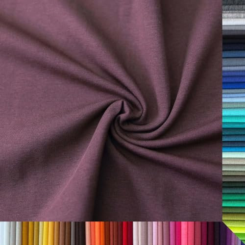 Jersey Stoff Uni - Hochwertiger Baumwolljersey - Meterware, 220g/m², Öko-Tex Standard 100 - Jerseystoffe ab 25 cm Länge Farbe Aubergine