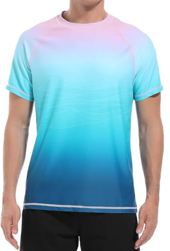 VAYAGER Hauts de Bain Anti-UV UPF 50+ Manches Courtes pour Hommes, séchage Rapide, Coupe décontractée, Surf | T-shirt de bain léger à séchage rapide, extensible dans les 4 sens, pour la plage, la pêche, le surf et le surf pour homme