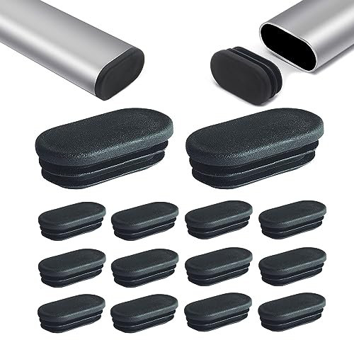Zaky Tisch Stuhlbein Füße Kunststoff Oval Rohr Rohr Einsatz Schwarz Oval Abdeckkappe für Metallrohre, Zäune, Gleitschutz von Stuhlbeinen, Möbel und Böden (60 x 20 mm - 21 pcs)