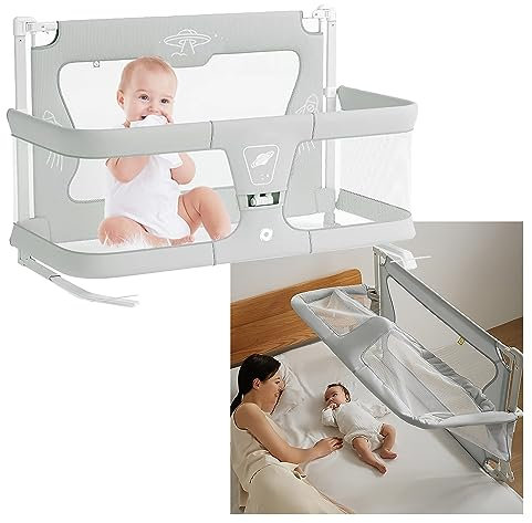 3 In 1 Baby Beistellbett, Babybett, Beistellbett Baby Boxspringbett, kinderreisebett, Atmungsaktives Und Sichtbares Netzfenster Und Weicher, Waschbarer Futterbezug,robuste Aluminiumlegierung,47*19.7in