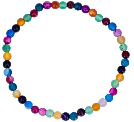 Taddart Minerals – Buntes Armband Achat mit 4 mm Kugeln – Handgefertigt – Trendiger Schmuck Damen Herren – Farbiger Edelstein Look – Modernes Accessoire – Boho Style – Fashion Must-have