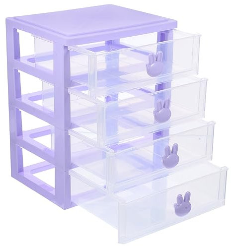 NUOBESTY Placard De Type Tiroir En Plastique À 4 Niveaux Tour De Conteneur De Stockage D'organisation À Domicile Avec Tiroirs Support De Rangement Organisateur De Meubles Violet