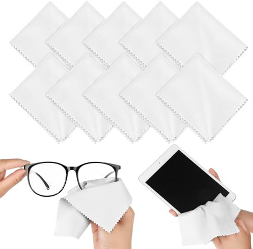 Andibro 10 paños de limpieza de microfibra para gafas, paño suave para limpiar gafas, paño de limpieza reutilizable, herramienta de limpieza para lentes de cámara, teléfonos celulares, pantallas de