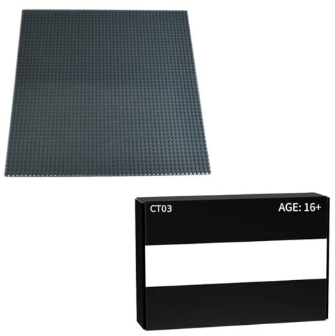 Glimetal Classic Baseplates Building Brick Set, 50 x 50 Hole Large Building Board Base Plates Toy for Kids- (Dark Grey) CT03