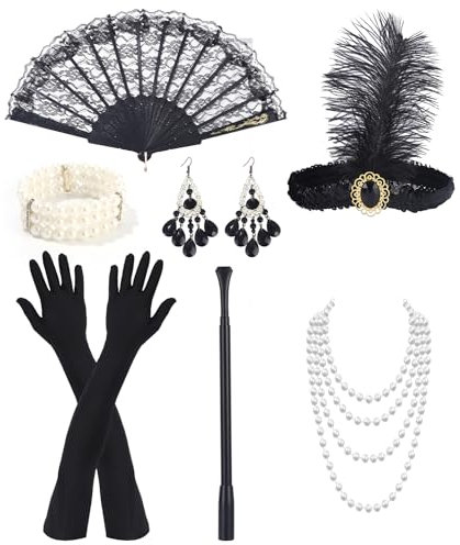 FAOKZE 11 Teiliges 20er Jahre Accessoires, 1920 Zubehör Set, 20er Jahre Accessoires, 20s Costume Women, 20s Accessories, 1920s Accessories, Women's Charleston Accessories