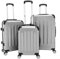 LEADZM Koffer Set 3 Teilig, Reisekoffer Set, Kofferset mit 4 Rollen und Zahlenschloss, Handgepäck, ABS Koffer Qrganizer, Teleskopgriff (Style 1, Silbergrau)