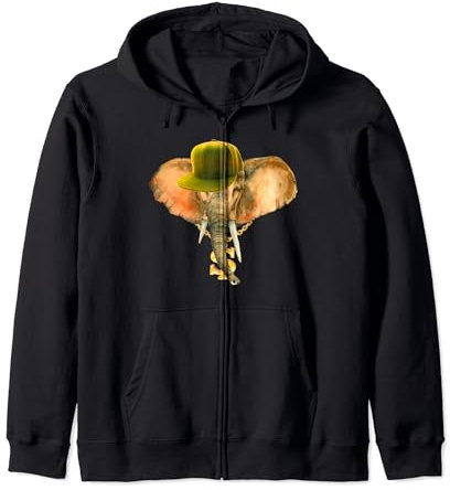 Rapper Elefant mit Cap und Gold Kette Ghetto Hip Hop Kultur Kapuzenjacke