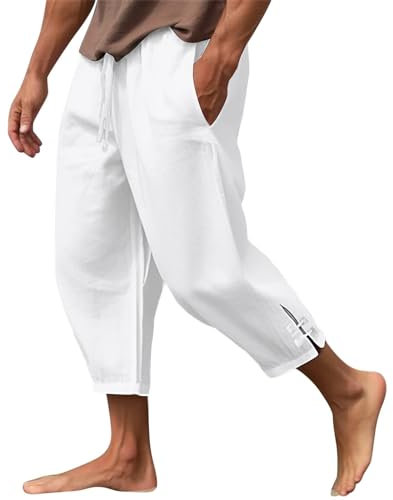 Bermuda Homme Coton Pantalon Homme Lin Bermuda Homme Cargo Pantalon Cargo Pantalon Imperméable Short en Jean Homme Jogging Homme Sport Short Homme Cargo Les Baroudeurs Pantalon Blanc L