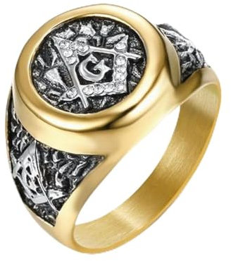 Flügel des Traums WIng W Herren Freimaurer Freimaurer Weiß AG CZ Ring für Männer Edelstahl Größe 5-16