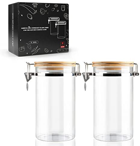 LIBWYS Airtight Coffee Jars - Set of 2, 2.5 L, Swing Top, Aroma-Proof Storage for Coffee Beans