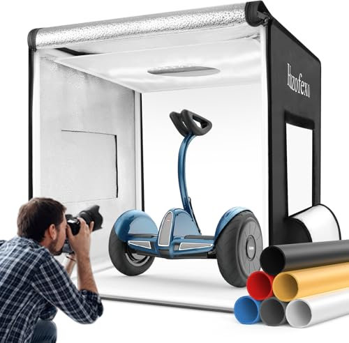 Huzofexo Fotostudio Lichtbox Fotobox Set 80x80x80cm Professional Dimmable Shooting Zelt Kit mit CRI98 LED Licht-6 Farbhintergründe, Multi-Winkel zu schießen