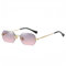 QVKUUT Rechteckig sonnenbrille rahmenlose sonnenbrille Mode Retro Rechteck Brille für Damen Herren (Gold/Grau Rosa Verlauf, Grau Rosa Verlauf)