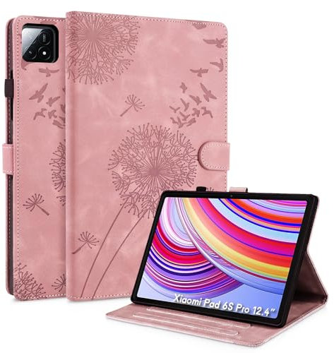 Rostsant Coque pour Xiaomi Redmi Pad Pro 4G/5G 12.1 Pouces Pissenlit Housse en Tablette Cuir PU Protection pour Xiaomi Redmi Pad Pro 4G/5G 12.1 Pouces Or Rose