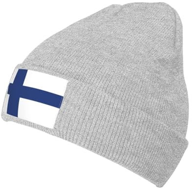 DRGFCXE Wintermütze mit finnischer Flagge, für Herren und Damen, Strickmütze, warme Wintermütze, Acryl, Strickmütze, Beanie, Mütze, Winter, warme Mütze, Grau, grau, XL/Einheitsgröße