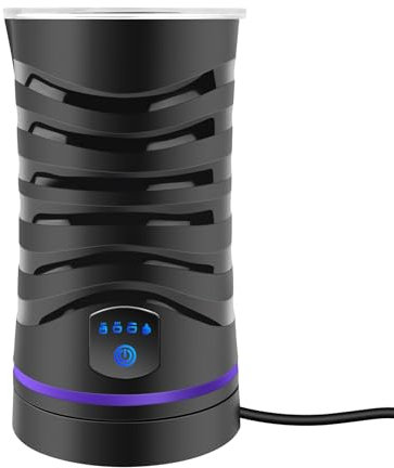 Milk Frother, 4 in 1 Electric Milk Frothers, Hot & Cold Milk Foamer, 430ml Max, 400w, Auto Shut-Off Control, Silent Operation, for Coffee, Cappuccino, Black