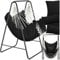 tectake® Silla Colgante Boho, Estructura De Acero, Borlas Decorativas, Cojines Gruesos, Bolsillo Lateral, Interior Y Exterior, Hamaca Sillón Colgante para Jardín, Terraza, Salón, Dormitorio - Negro