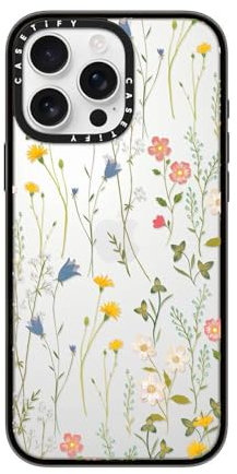 CASETiFY Compact iPhone 16 Pro Max Case [Lightweight / 4ft. 2X Military Grade Drop Protection/Slim] - Dreamy Floral Pattern - Clear Black