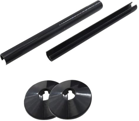 2 Lot De Cache Tuyaux Radiateur Et Colliers Tuyaux Radiateur, 15mmcolliers Tuyaux Radiateur Plastique, 15mmx200mm Colliers Tuyaux Radiateur Plastique, Manchons Radiateur (Noir)