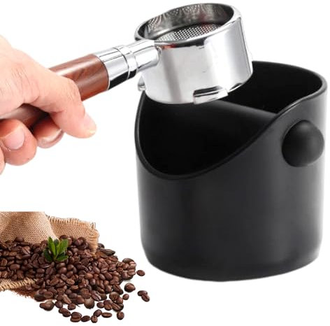 NLONLL Abklopfbehälter für Siebträger Espresso - Abschlagbox Knock Box Kaffeesatz Abschlagbehälter mit Abnehmbarer Geräuschabsorbierender für Kaffeemaschine Kaffee Zubehör (Schwarz, 10 x 11 x 10 cm)