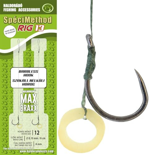 Haldorado SpéciMethod Rig13, 8 cm Barbless Hook Fishing Rig, 0.10 mm Braided Line, Size 12, 2-Qty