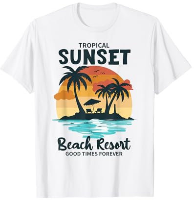 Tropical Sunset Sommer Gefühle Palmen Strand Urlaub T-Shirt