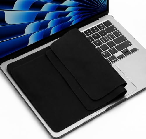 2 Pack Microfiber Liner Cleaning Cloth 15 16 MacBook Air/MacBook Pro Screen Keyboard Imprint Protection, Keyboard Protector Compatible with MacBook Air 15.3 /MacBook Pro 15/MacBook Pro 16-Black