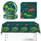 Vaisselle de fête au motif de dinosaures, assiettes en carton pour anniversaire d'enfant, assiettes en carton au motif de dinosaures, animaux de la jungle pour garçon, fête à thème (vert)
