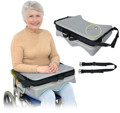 Rollstuhl-Knietablett, Kissen, Rollstuhl, Schoß-Buddy für Senioren, abnehmbares Tablett, Tisch, Demenz, Patienten, Sicherheitspositionierung, verhindert Vorwärtsrutschen, Anti-Sturz, Armstütze