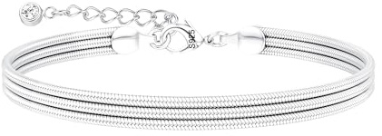 FIOROYAL Sterling Silver Bracelet for Women,3 Layered ladies bracelets | Adjustable 925 Silver Womens Bracelets,Beaded Bracelet Stack Tarnish Free Jewellery Gifts for Women Girls