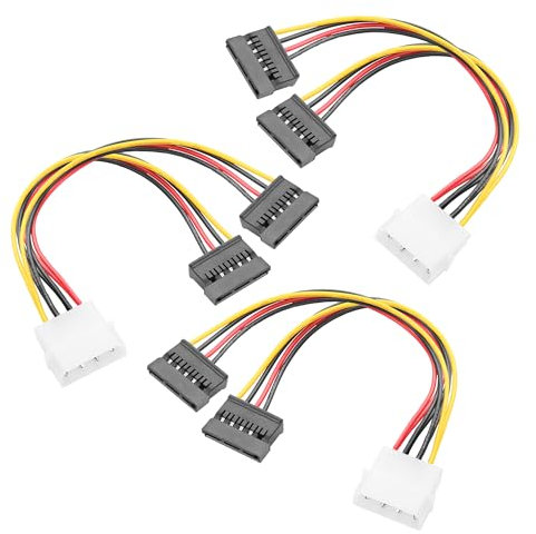 YAODHAOD 3 PCS 4 Pin Molex (LP4) auf 2X / 3X 15 Pin SATA Stromkabel Splitter Kabel Adapter - 15cm (4-pin Molex zu 2 sata 15-pin, 3 PCS)