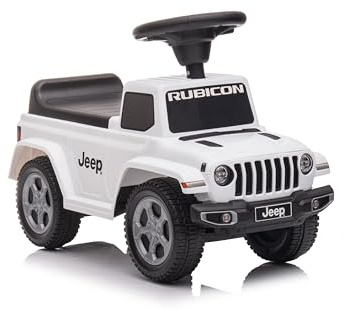Jeep Rubicon Kinderwagen für Kinder von 1 bis 3 Jahren, offizielles Lizenzprodukt, mit LED-Lichtern, Lenkrad mit Geräuschen und Schublade unter dem Sitz RUNRUNTOYS