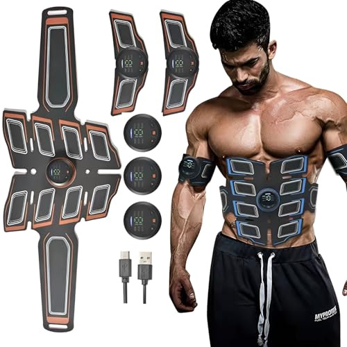 Syfunlv EMS Muscle Stimulator,Electric Abdominal Muscle Toner,6 Modes 15 Intensities Abs Trainer Toning Belts Home Workout Equipment,for Abdomen,Arm,Leg Fitness Training